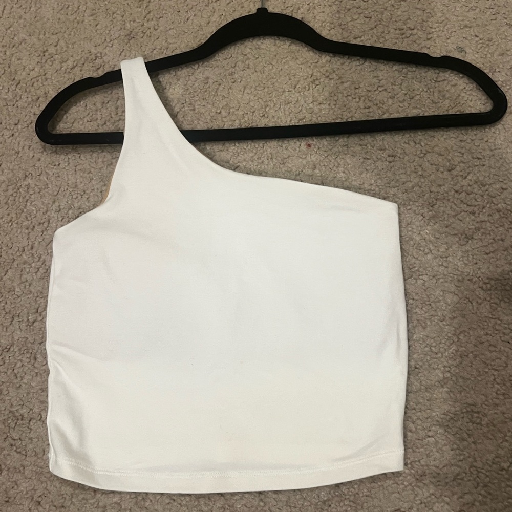 Old Navy One Shoulder Longline Sports Bra xs off white  Powerchill Light Support
